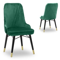 Καρέκλα τραπεζαρίας Floria  από βελούδο χρώμα κυπαρισσί - μαύρο/χρυσό πόδι 54x48x91εκ. Καρέκλα τραπεζαρίας Floria  από βελούδο χρώμα κυπαρισσί - μαύρο/χρυσό πόδι 54x48x91εκ.