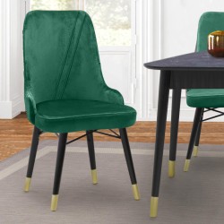 Καρέκλα τραπεζαρίας Floria  από βελούδο χρώμα κυπαρισσί - μαύρο/χρυσό πόδι 54x48x91εκ. Καρέκλα τραπεζαρίας Floria  από βελούδο χρώμα κυπαρισσί - μαύρο/χρυσό πόδι 54x48x91εκ.