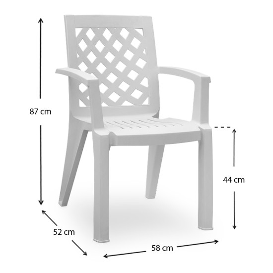 Πολυθρόνα πολυπροπυλενίου Kira  χρώμα λευκό 58x52x87εκ. - 0226272