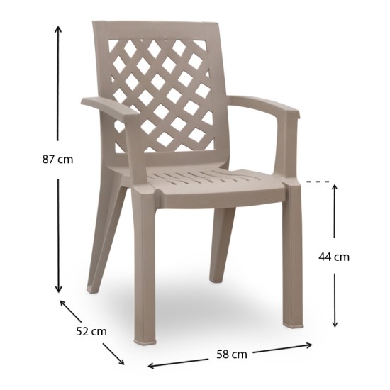 Πολυθρόνα πολυπροπυλενίου Kira  χρώμα cappuccino 58x52x87εκ. - 0226273