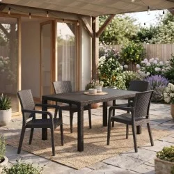 Τραπέζι πολυπροπυλενίου Kalan  χρώμα καφέ 150x90x75εκ.