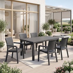 Τραπέζι πολυπροπυλενίου Kalan  χρώμα ανθρακί 150x90x75εκ.