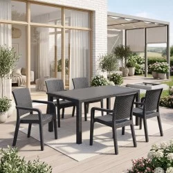 Τραπέζι πολυπροπυλενίου Kalan  χρώμα ανθρακί 150x90x75εκ.