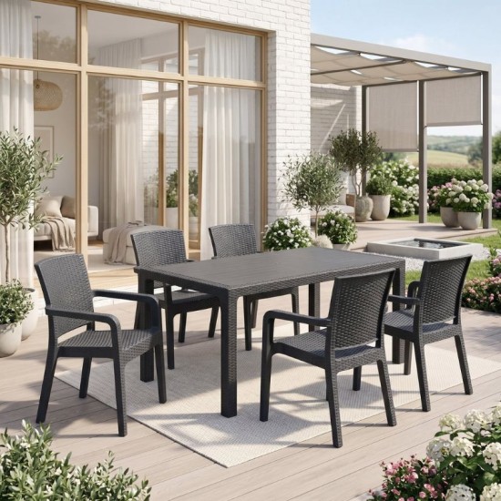 Τραπέζι πολυπροπυλενίου Kalan  χρώμα ανθρακί 150x90x75εκ.