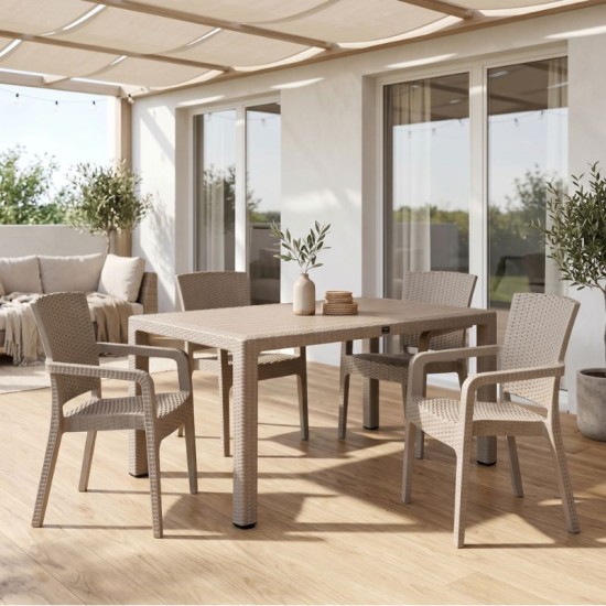 Τραπέζι πολυπροπυλενίου Kalan  χρώμα cappuccino 150x90x75εκ.