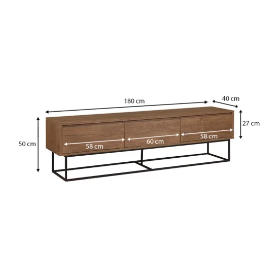 Έπιπλο τηλεόρασης Amedeo  χρώμα καρυδί 180x40x50εκ.