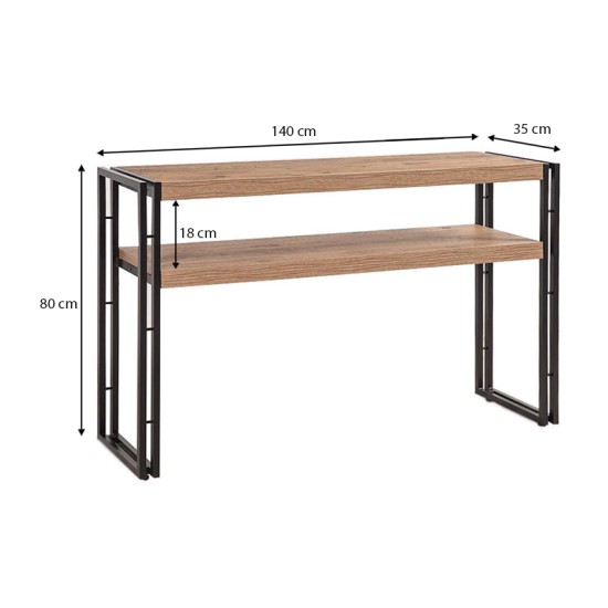 Κονσόλα Atlas Megapap μεταλλική - μελαμίνης χρώμα atlantic pine 140x35x80εκ. - 0234406