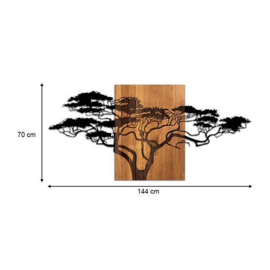 Διακοσμητικό τοίχου Acacia Tree  ξύλινο - μεταλλικό χρώμα καρυδί - μαύρο 144x3x70εκ. - 0248933