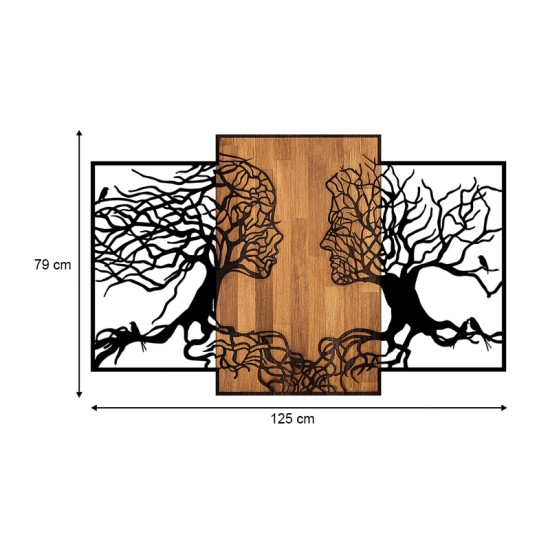 Διακοσμητικό τοίχου Tree Love  ξύλινο - μεταλλικό χρώμα καρυδί - μαύρο 125x3x79εκ. - 0248938
