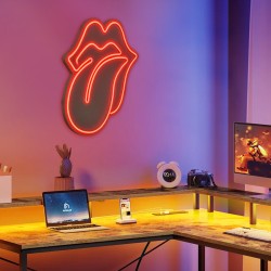 Φωτιστικό LED Neon "Rolling Stones"  χρώμα κόκκινο 36x2x41εκ.