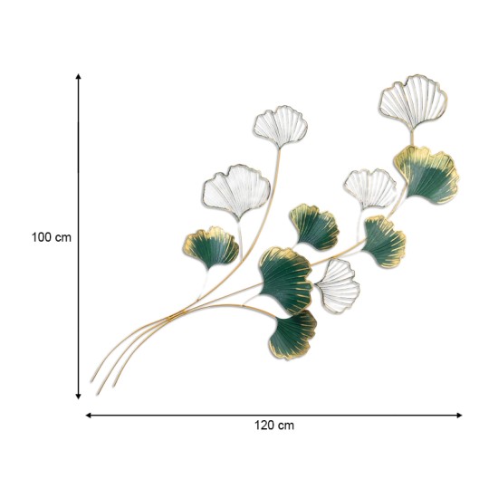 Διακοσμητικό τοίχου Flower  μεταλλικό χρώμα χρυσό - πράσινο 120x100εκ. - 0248968