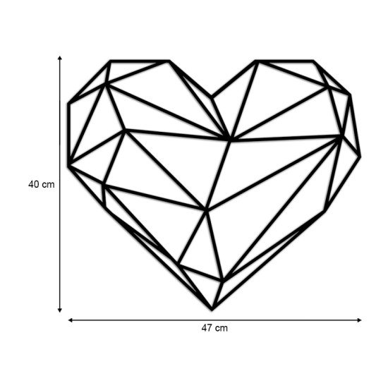 Διακοσμητικό τοίχου Heart  μεταλλικό χρώμα μαύρο 47x40εκ. - 0248977