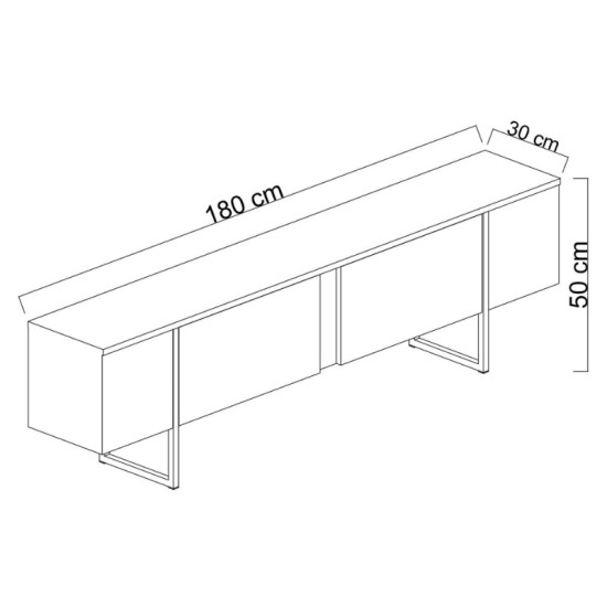 Έπιπλο τηλεόρασης Luxe  χρώμα travertine - χρυσό 180x30x50εκ.