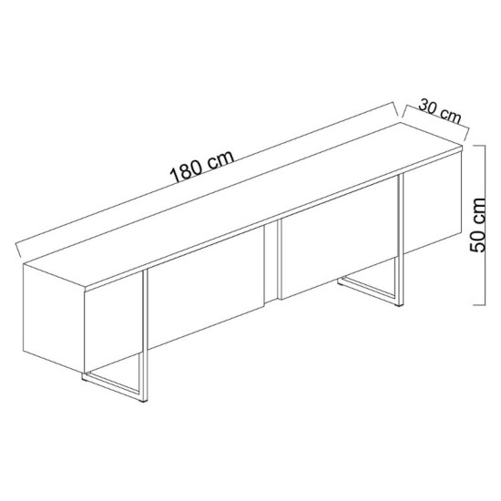 Έπιπλο τηλεόρασης Luxe  χρώμα ανθρακί - χρυσό 180x30x50εκ.