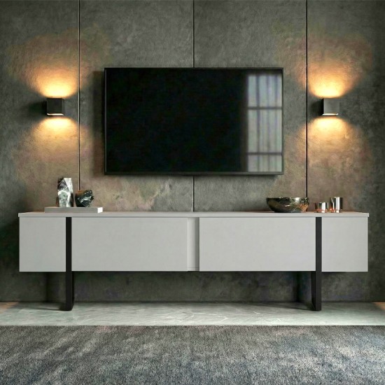 Έπιπλο τηλεόρασης Luxe  χρώμα λευκό - μαύρο 180x30x50εκ.