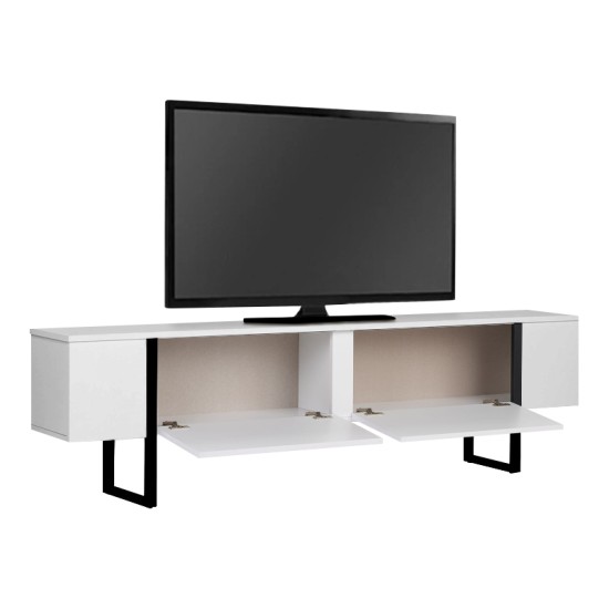 Έπιπλο τηλεόρασης Luxe  χρώμα λευκό - μαύρο 180x30x50εκ.
