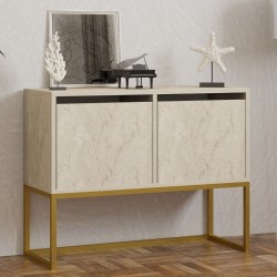 Κονσόλα - Μπουφές Zermat  χρώμα μπεζ travertine - χρυσό 90x34x70εκ.