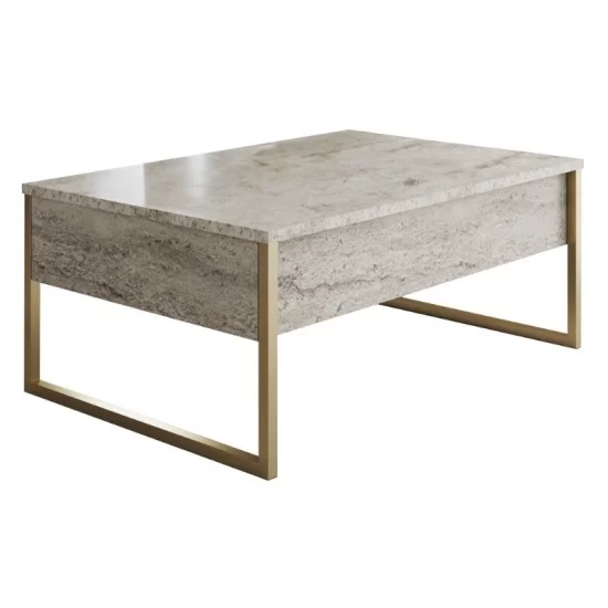 Τραπεζάκι σαλονιού Luxe χρώμα travertine - χρυσό 90x60x40εκ. Τραπεζάκι σαλονιού Luxe χρώμα travertine - χρυσό 90x60x40εκ.