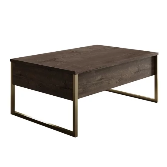 Τραπεζάκι σαλονιού Luxe χρώμα καρυδί - χρυσό 90x60x40εκ. Τραπεζάκι σαλονιού Luxe χρώμα καρυδί - χρυσό 90x60x40εκ.