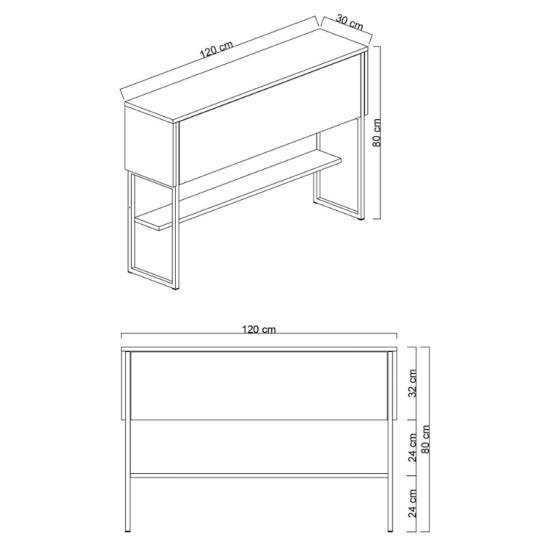 Μπουφές Luxe  χρώμα travertine - χρυσό 120x30x80εκ.