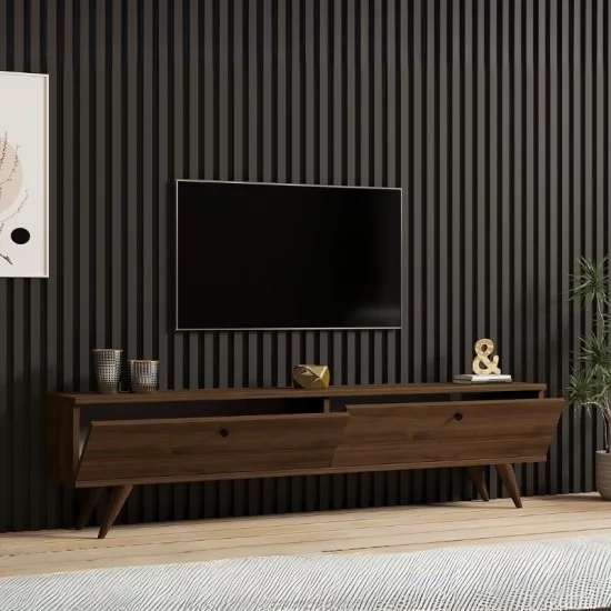 Έπιπλο τηλεόρασης Paris χρώμα καρυδί 160x25x35εκ. Έπιπλο τηλεόρασης Paris χρώμα καρυδί 160x25x35εκ.