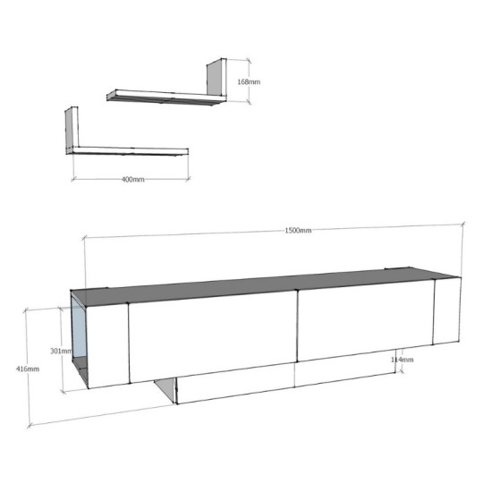 Έπιπλο τηλεόρασης Matera  χρώμα λευκό 150x31,5x41,6εκ.