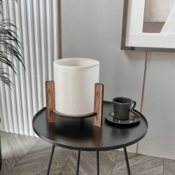 Φωτιστικό επιτραπέζιο Pine  E27 Mdf - ύφασμα Pvc χρώμα καρυδί - κρεμ Ø20x20εκ. Φωτιστικό επιτραπέζιο Pine  E27 Mdf - ύφασμα Pvc χρώμα καρυδί - κρεμ Ø20x20εκ.