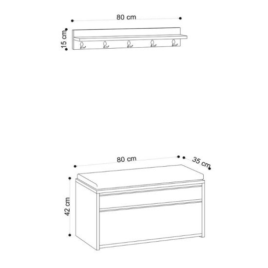 Έπιπλο εισόδου Boby  χρώμα travertine 80x35x42εκ.