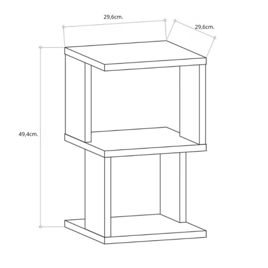 Κομοδίνο Carter  χρώμα φυσικό οξιάς - λευκό 29,6x29,6x49,4εκ.