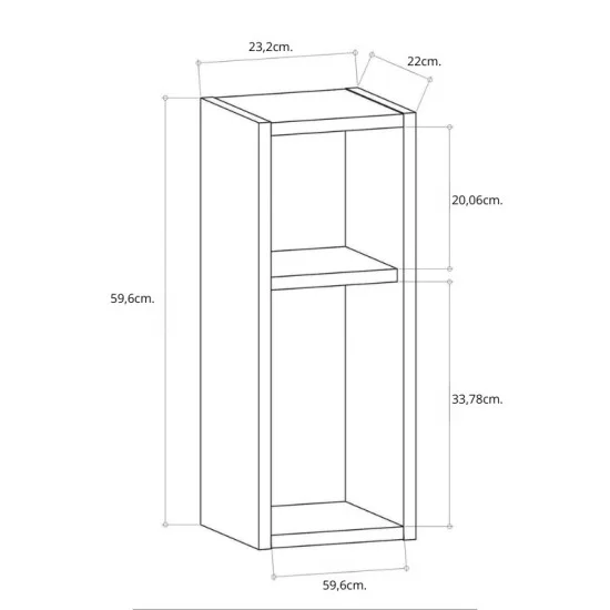 Κομοδίνο επιτοίχιο Sault  χρώμα ανθρακί 23,2x22x59,6εκ.