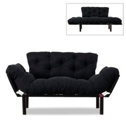 Καναπές - κρεβάτι Nitta  διθέσιος υφασμάτινος χρώμα μαύρο 155x70x85εκ.