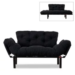 Καναπές - κρεβάτι Nitta  διθέσιος υφασμάτινος χρώμα μαύρο 155x70x85εκ.