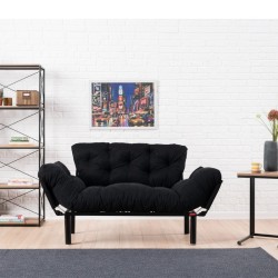Καναπές - κρεβάτι Nitta  διθέσιος υφασμάτινος χρώμα μαύρο 155x70x85εκ.
