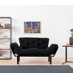 Καναπές - κρεβάτι Nitta  διθέσιος υφασμάτινος χρώμα μαύρο 155x70x85εκ.
