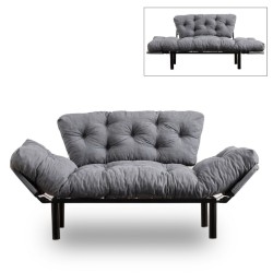 Καναπές - κρεβάτι Nitta  διθέσιος υφασμάτινος χρώμα γκρι 155x70x85εκ.