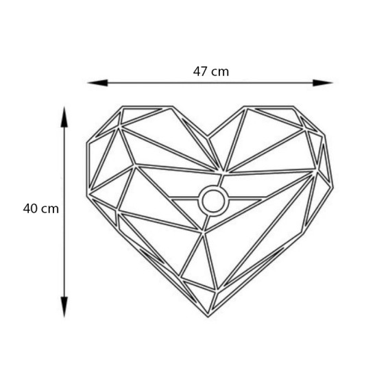 Απλίκα τοίχου Heart  E27 μεταλλική χρώμα μαύρο 47x12x40εκ.