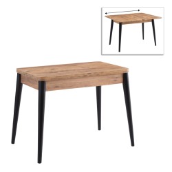 Τραπέζι Dolunay  επεκτεινόμενο χρώμα atlantic pine - μαύρο 100x60(120x100)x79,5εκ.