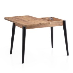 Τραπέζι Dolunay  επεκτεινόμενο χρώμα atlantic pine - μαύρο 100x60(120x100)x79,5εκ.