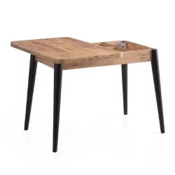 Τραπέζι Dolunay  επεκτεινόμενο χρώμα atlantic pine - μαύρο 100x60(120x100)x79,5εκ.