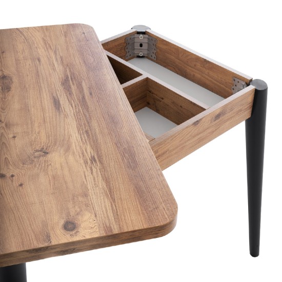 Τραπέζι Dolunay  επεκτεινόμενο χρώμα atlantic pine - μαύρο 100x60(120x100)x79,5εκ.