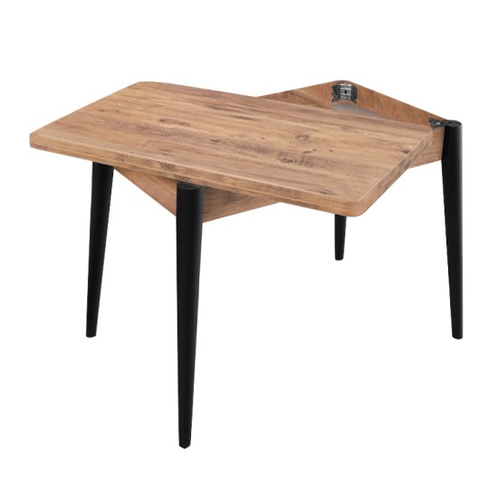 Τραπέζι Dolunay  επεκτεινόμενο χρώμα atlantic pine - μαύρο 100x60(120x100)x79,5εκ.