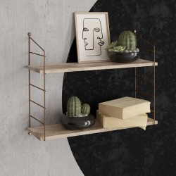 Ραφιέρα τοίχου Armoni  χρώμα sacramento oak - καφέ μέταλλο 72x20x58εκ.