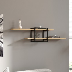 Ραφιέρα τοίχου Mone  χρώμα sapphire oak - μαύρο 120x18x30εκ.