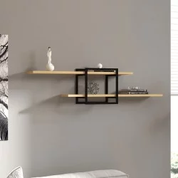 Ραφιέρα τοίχου Mone  χρώμα sapphire oak - μαύρο 120x18x30εκ.