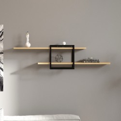 Ραφιέρα τοίχου Mone  χρώμα sapphire oak - μαύρο 120x18x30εκ.