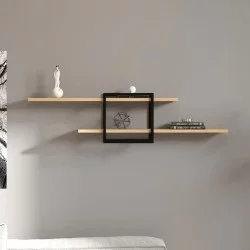Ραφιέρα τοίχου Mone  χρώμα sapphire oak - μαύρο 120x18x30εκ.