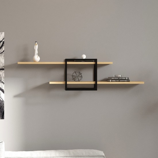 Ραφιέρα τοίχου Mone χρώμα sapphire oak - μαύρο 120x18x30εκ. Ραφιέρα τοίχου Mone χρώμα sapphire oak - μαύρο 120x18x30εκ.