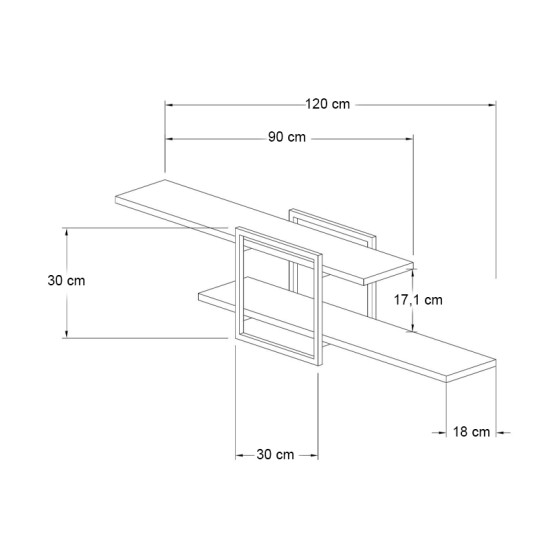 Ραφιέρα τοίχου Mone χρώμα sapphire oak - μαύρο 120x18x30εκ. Ραφιέρα τοίχου Mone χρώμα sapphire oak - μαύρο 120x18x30εκ.