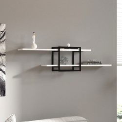 Ραφιέρα τοίχου Mone  χρώμα λευκό - μαύρο 120x18x30εκ.