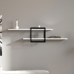 Ραφιέρα τοίχου Mone  χρώμα λευκό - μαύρο 120x18x30εκ.